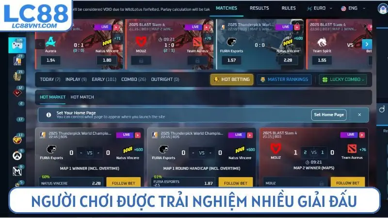 Người chơi được trải nghiệm nhiều giải đấu hấp dẫn nhất hành tinh